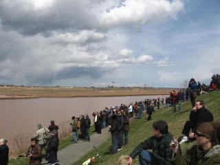 Crowds watching the opening of the Causeway at Riverview opening